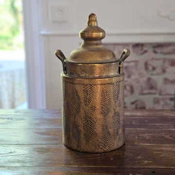 Gold Embossed Leaf Canister