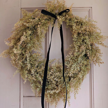 Golden Cypress Wreath with Black Velvet Ribbon