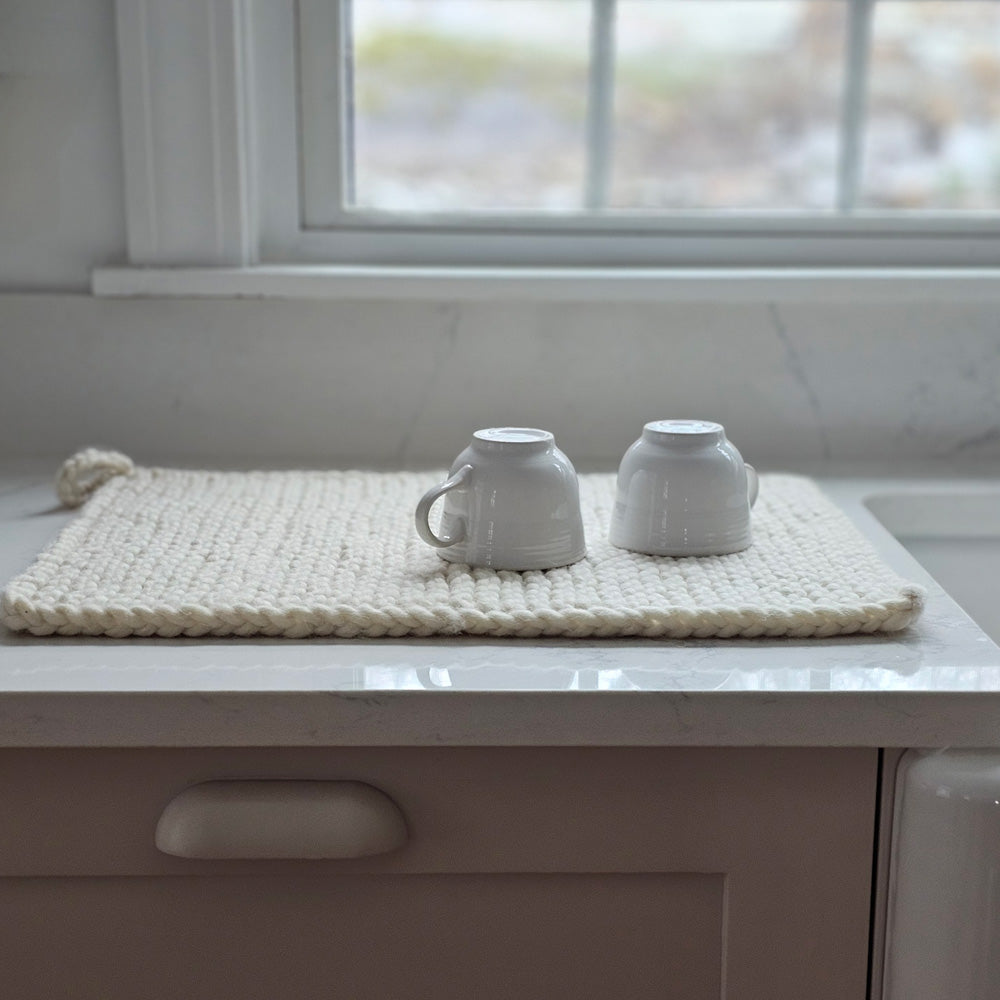 Knitted Wool Dish Drying Mat
