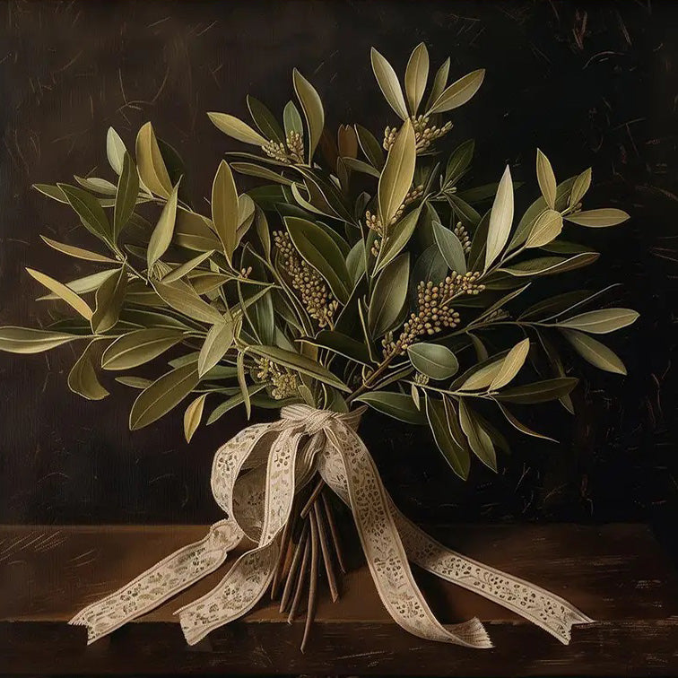 Olive Branch Bouquet Still Life Art Print