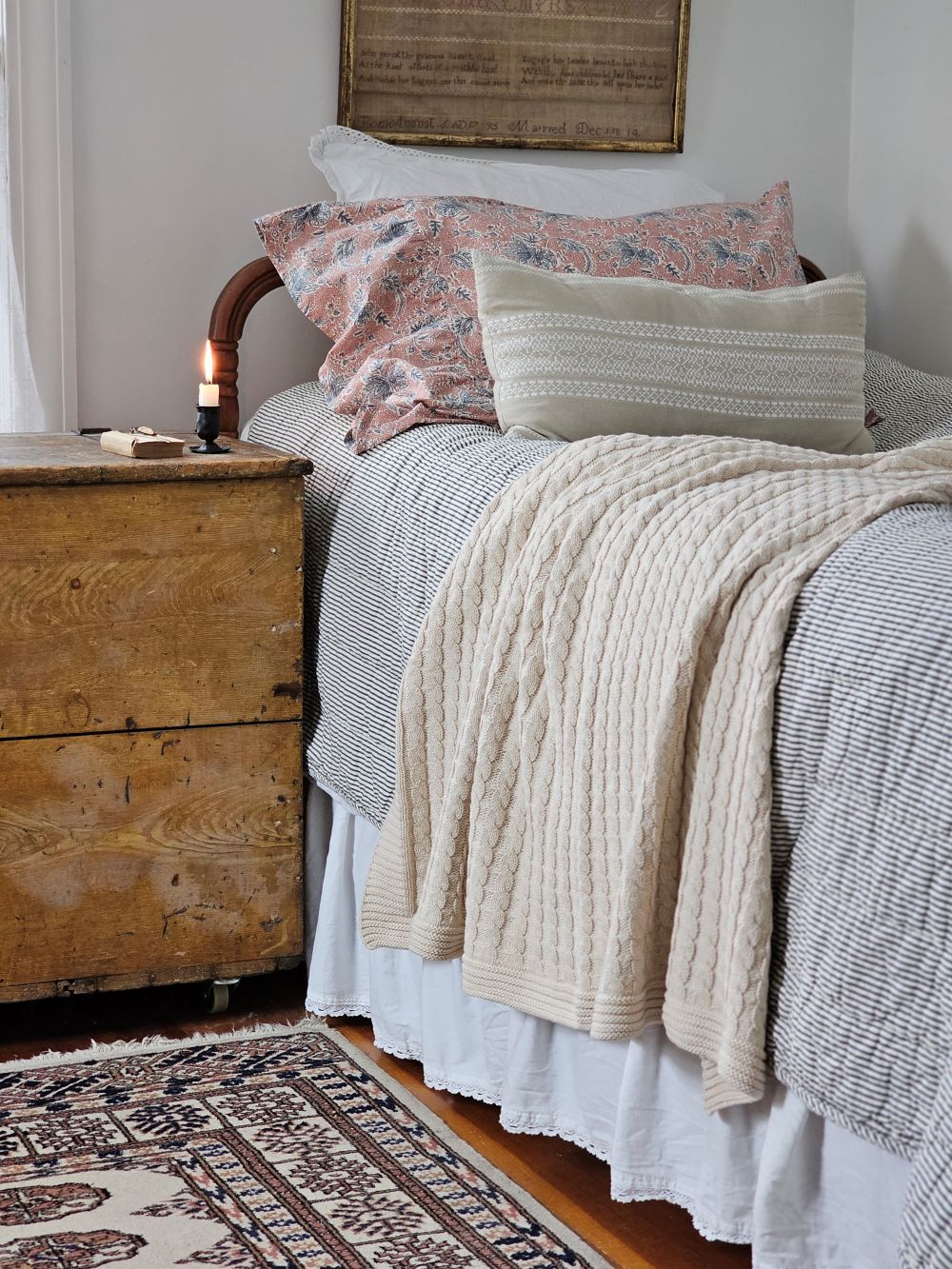 Portsmouth Blue Ticking Stripe Quilt