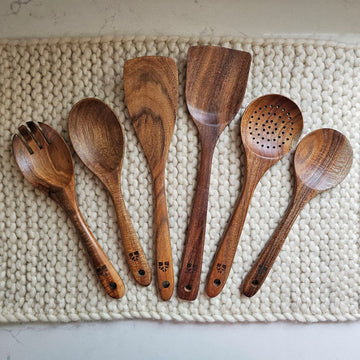Rustic Wood Cooking Utensil Set