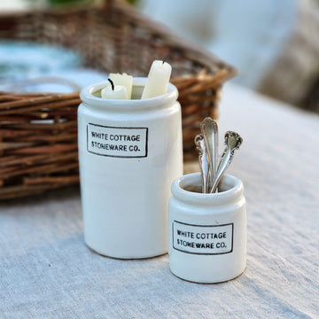 White Cottage Stoneware Jam Jar